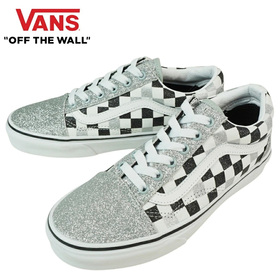 バンズ VANS ヴァンズOLD SKOOL　オールドスクール【箱無し】(GLITTER CHKBRD)SVRTRWHT(グリッターチェッカーボード)シルバートゥルーホ