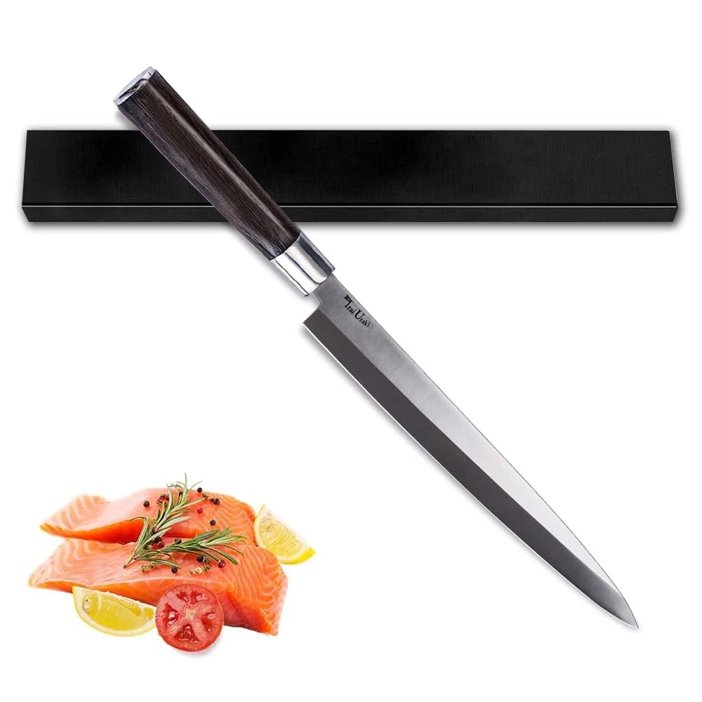 刺し身包丁 柳刃包丁 240mm 片刃 ドイツ4166鋼製 手に馴染む天然木ハンドル 家庭用 魚 切れる包丁 (240mm柳刃包丁)