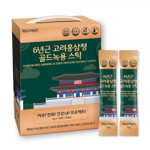 開城高麗サムイン 6年根 高麗紅参精 ゴールド緑用 スティック 100p 개성고려삼인 6년근 고려홍삼정 골드녹용 스틱 100p
