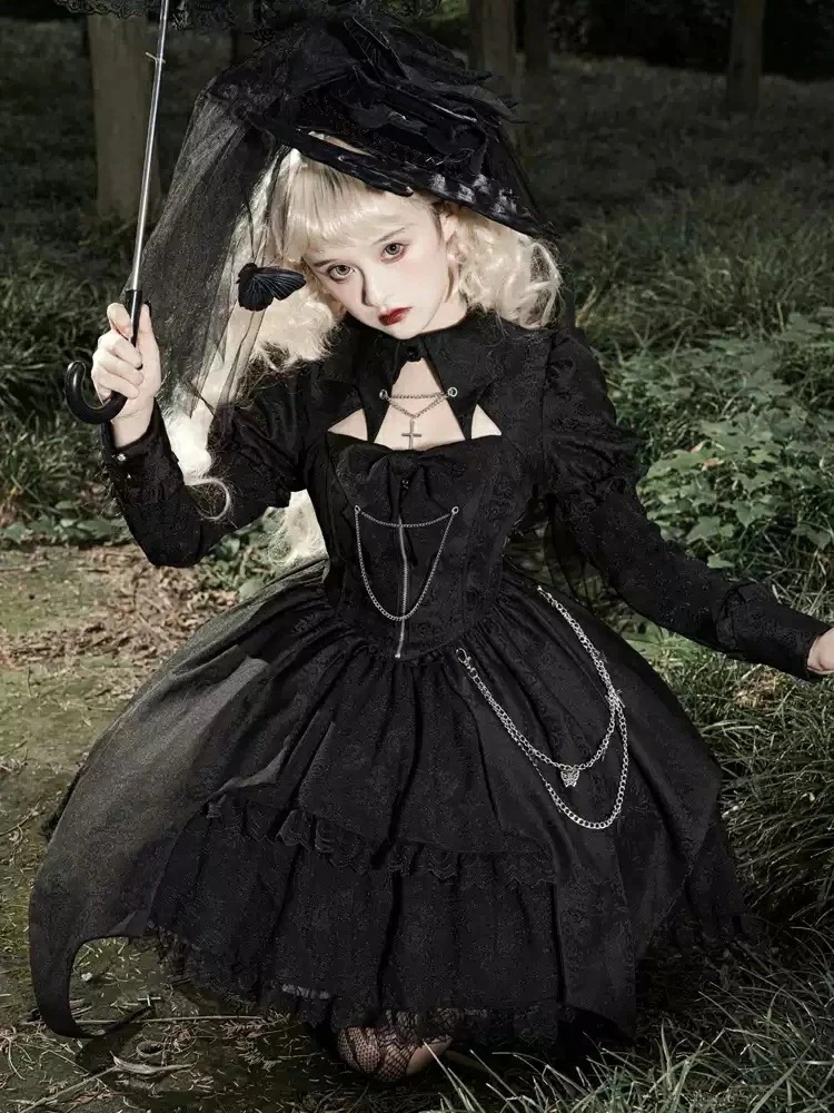 ロリータ服 可愛いロリータワンピース 長袖ワンピース 甘ロリータ プリンセスドレス レース フリル パーティードレス Lolita お姫様ドレス 大人用 ゴスロリ ハロウィン コスプレ衣装 文化祭 学