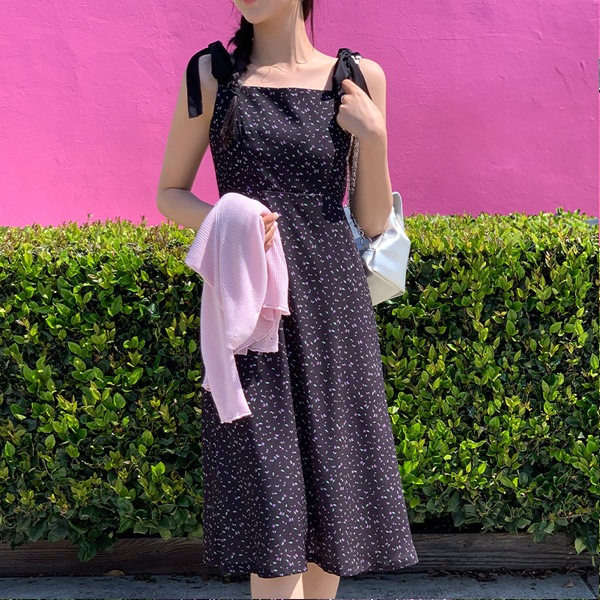 肩リボンフレアワンピース op15643