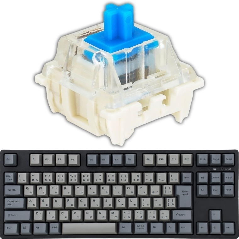 【アウトレット】 IK-CD87-G/BL-BK iKBC テンキーレス メカニカルキーボード 有線 日本語JIS配列 青軸 ブラック ホットスワップ CherryMX互換 Windows Mac