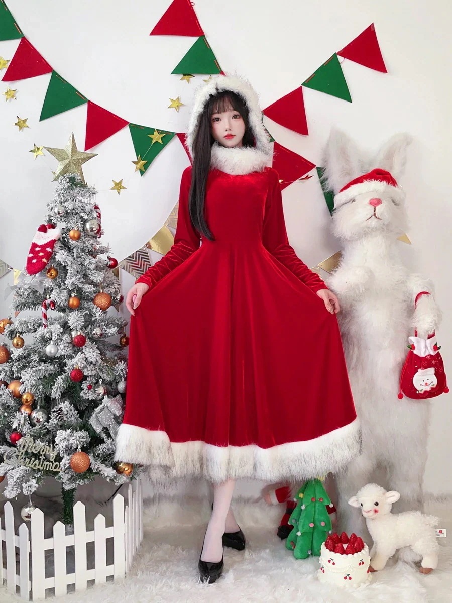 2024 クリスマス衣装 日本 サンタクロース クリスマス衣装 ステージ パーティー コス パフォーマンス ドレス