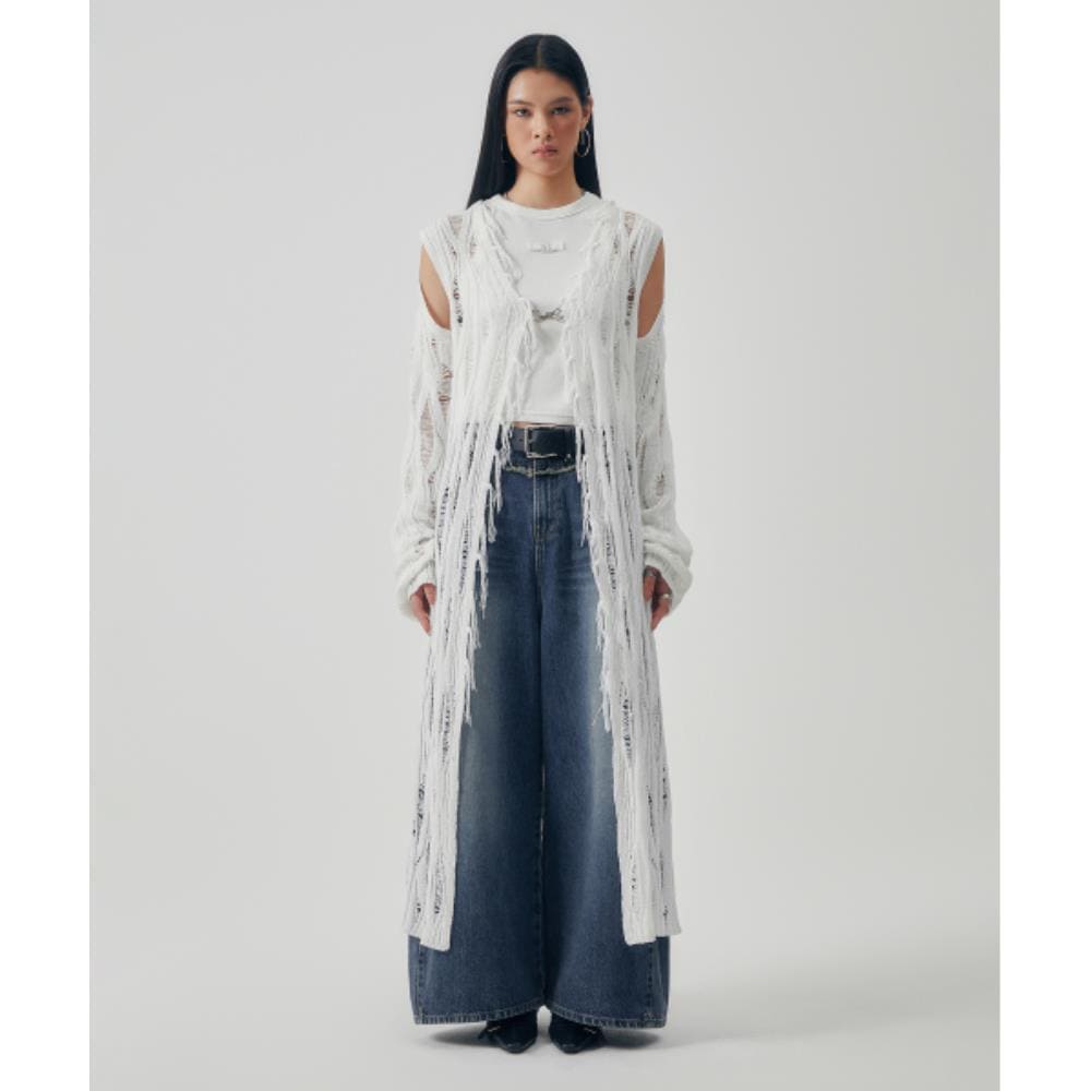 TREEMINGBIRD Featherlight Longline Knit Cardigan White 19,745円