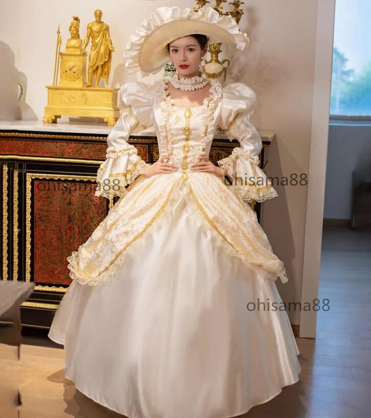 大好評 宮廷ドレス プリンセスドレス 中世貴族風 お姫様ワンピース 貴婦人ドレス ステージ衣装 高級感 可愛い フレア袖 華やか 貴族ドレス ロングドレス 舞踏会 撮影 演奏会 ハロウィン クリスマス