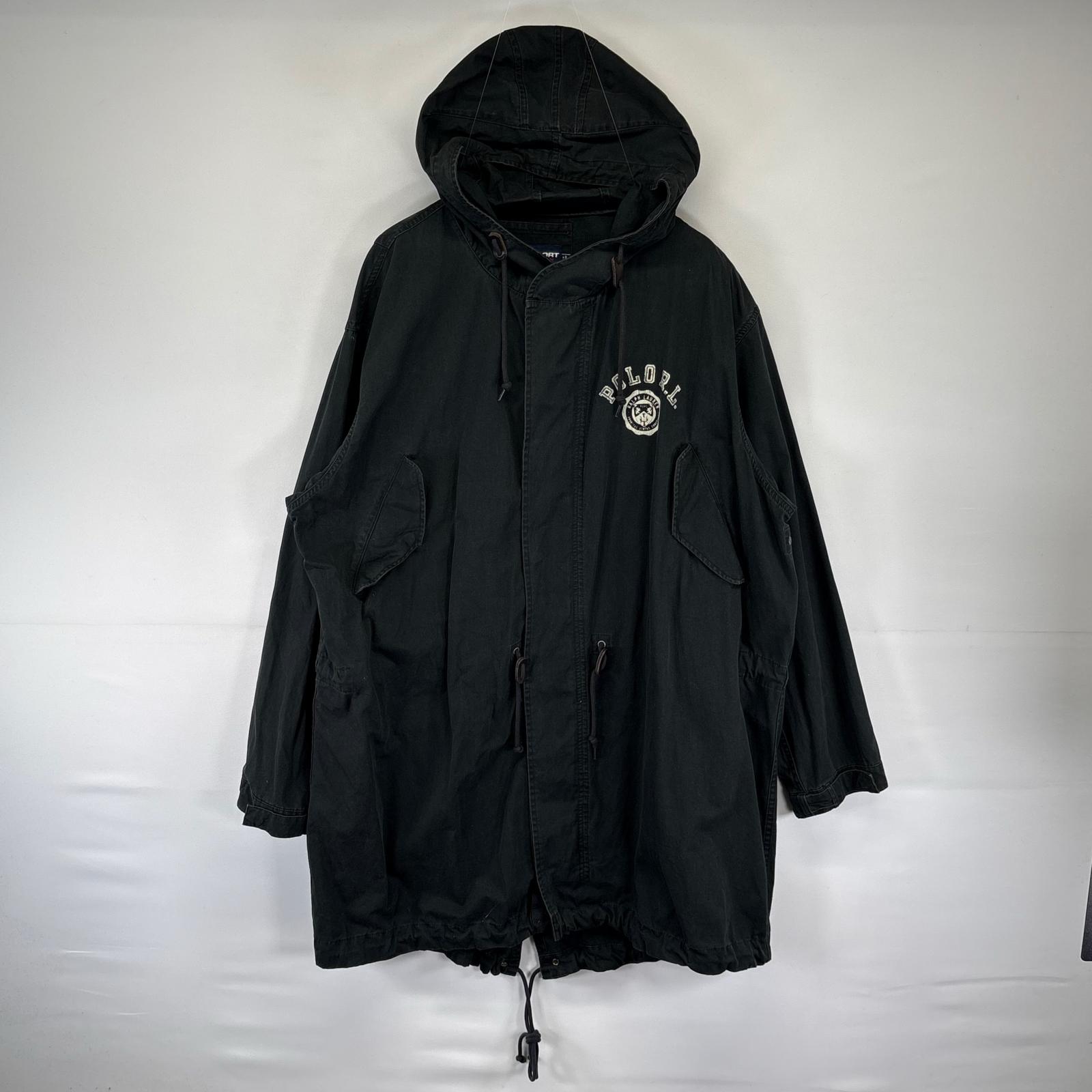 古着 ポロ スポーツ ラルフローレン Polo Sport Ralph Lauren ジャケット モッズコート フィッシュテール 2XL ブラック系 メンズ