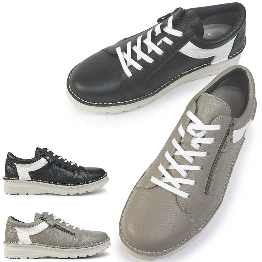 スニーカー メンズ 7298M 撥水加工 レザー 本革 軽量 日本製 4E