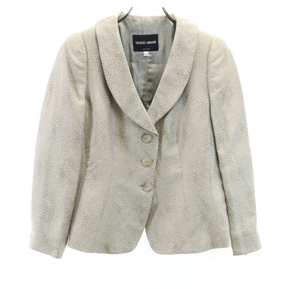 イタリア製 リネンブレンド テーラードジャケット 44 グレー レディース