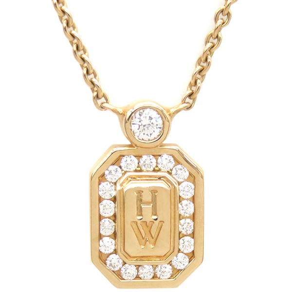 ハリーウィンストン Harry Winston ネックレス HW ロゴ K18PG ダイヤモンド ローズゴールド ピンクゴールド 18金 PEDRRD16HWL 【保証書】【中古】