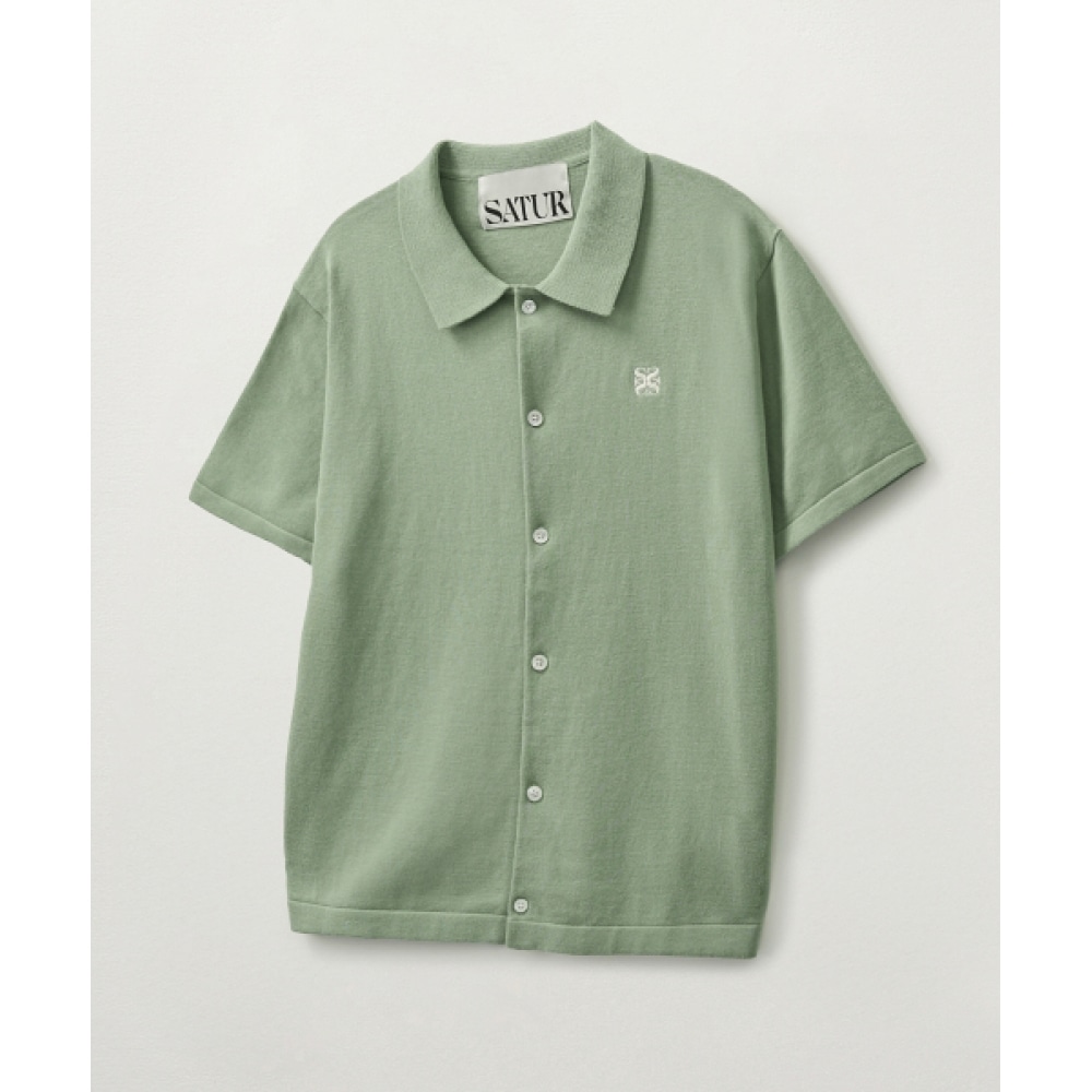 SATUR ベーシックコットンカラーハーフカーディガングリーン