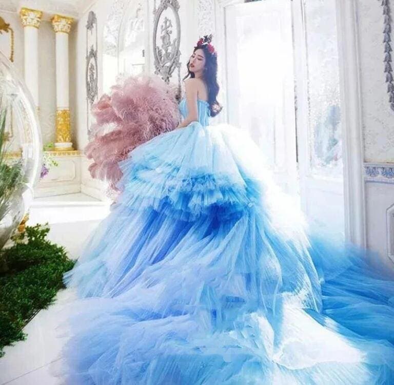 お姫様 ロング 森系 ウェディングドレス 可愛い 前撮りドレス 後撮り ワンピース 花嫁ドレス きれいめ 結婚式ドレス 多重チュール フォトウェディング撮影 二次会ドレス 披露宴 パーティードレス 成