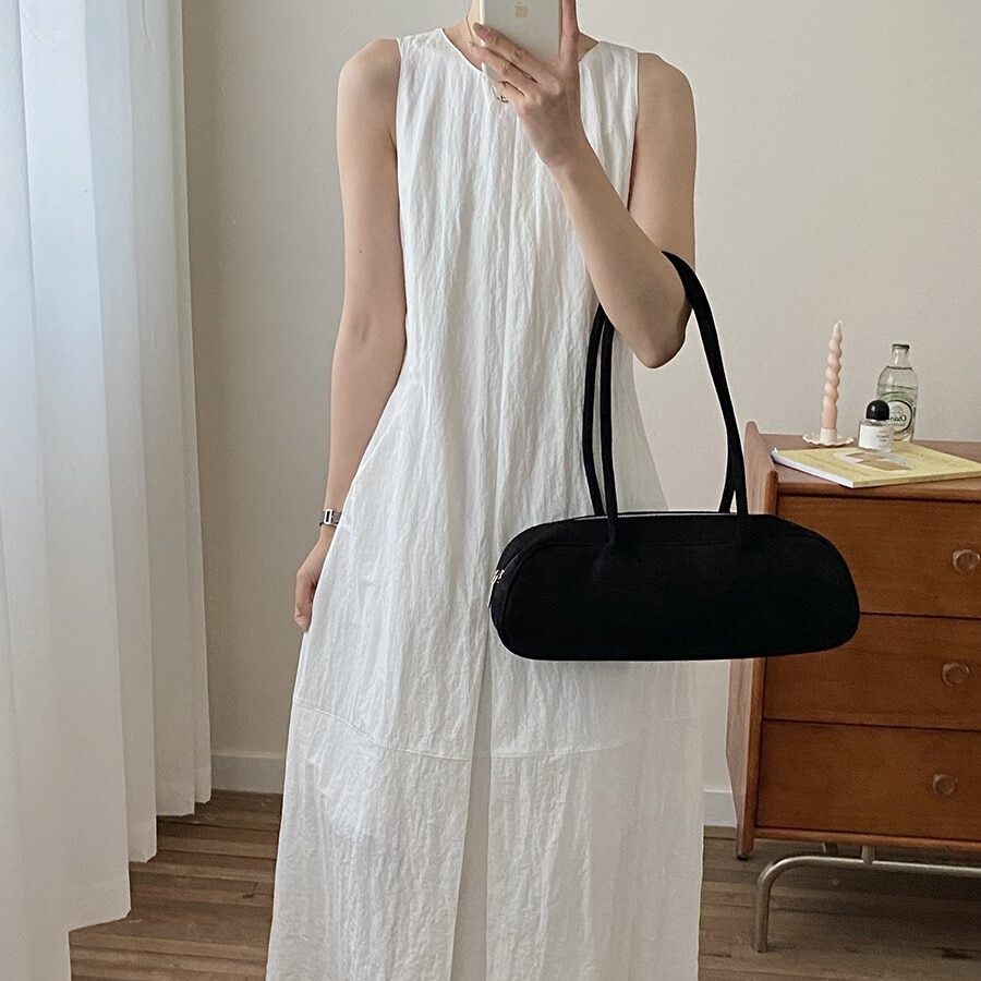 レディース ワンピース シャツ シャツワンピ 膝下 ロング 袖なし ノースリーブ クルーネック ストレート Iライン ボタン 薄手 大人可愛い きれいめ シンプル おしゃれ こなれ感 個性的 主役級