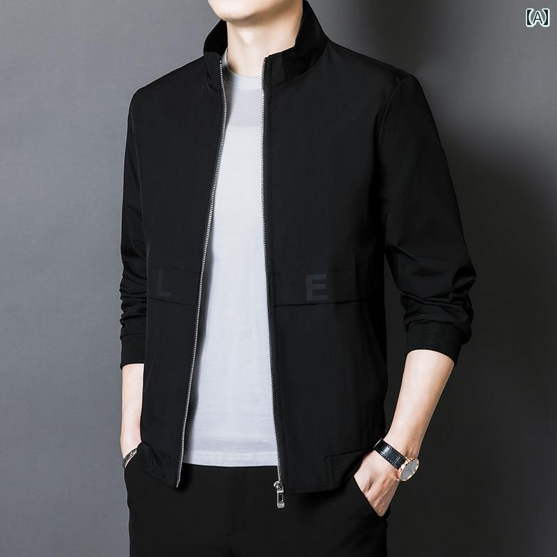 メンズ ファッション スタンドカラー ジャケット 春秋 カジュアル プリント トップスパンコール キラキラ キラキラ キラキラ ジャケット
