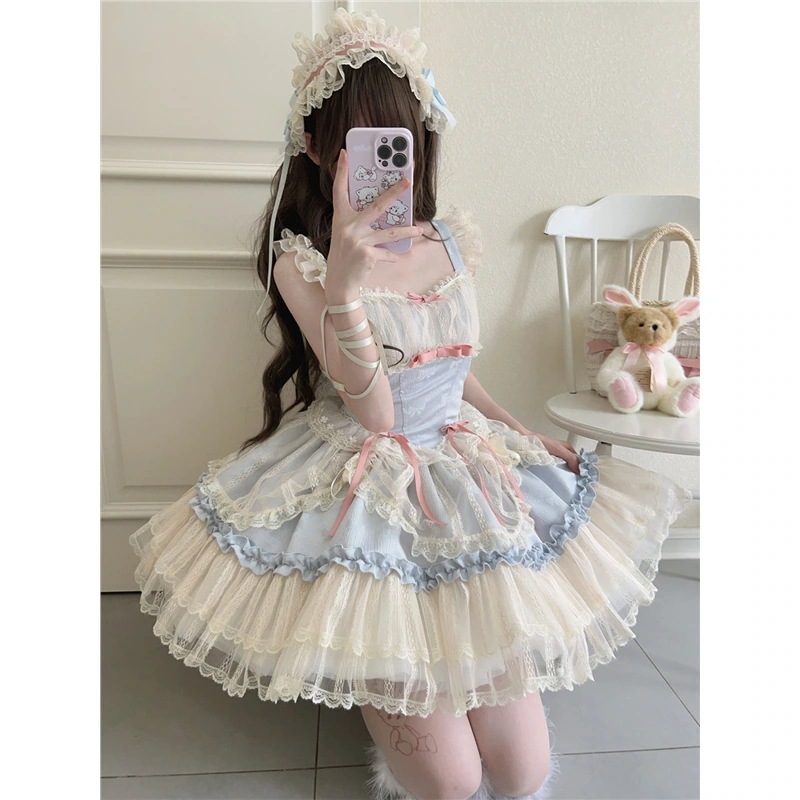 【ni-i-ight】~ デザインLolitaドレス小众バレエ风jskストラップワンピース