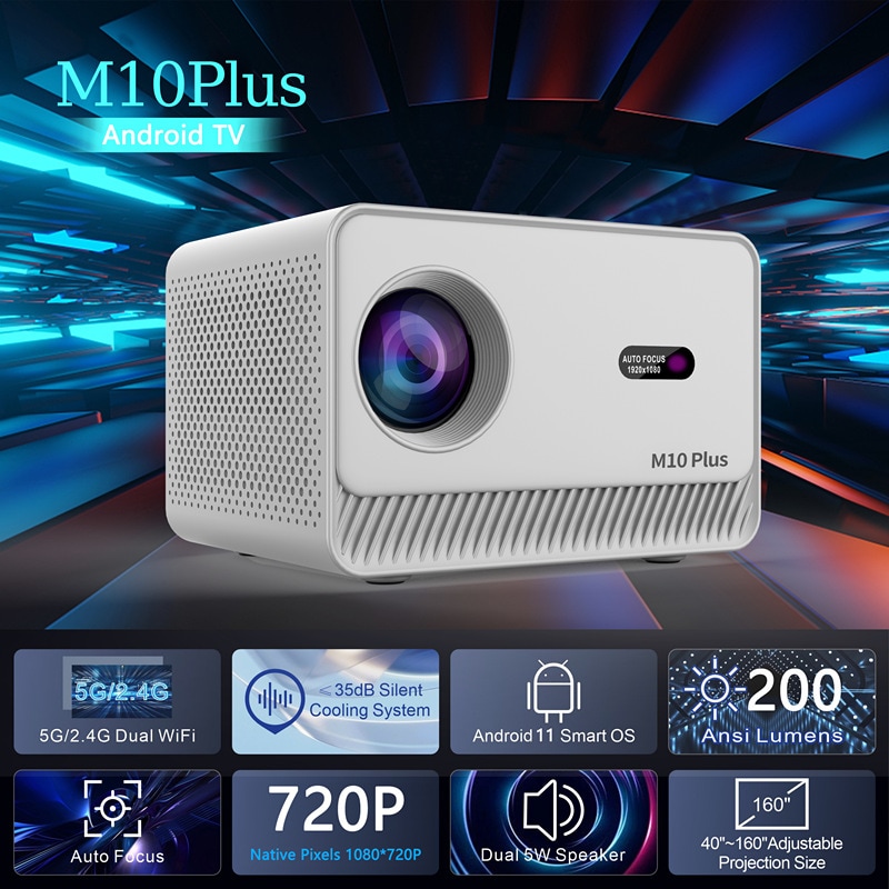 M10 Plus スマートプロジェクター 液晶プロジェクター 便利な家庭用 Android プロジェクター