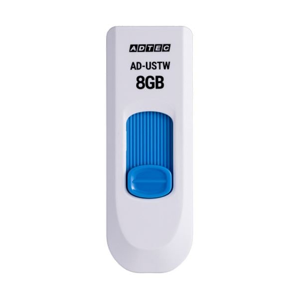 （まとめ）USB2.0スライド式フラッシュメモリ 8GB ホワイト/ブルー 10個[x3]