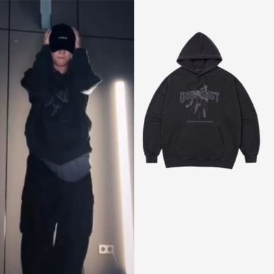 [XIA（シア）着用]DREAM CATCHER PIGMENT HOODIE (CHARCOAL)/フードティー/ キム・ジュンス/XIA/シア/オーバーフィットフードティー/パーカー