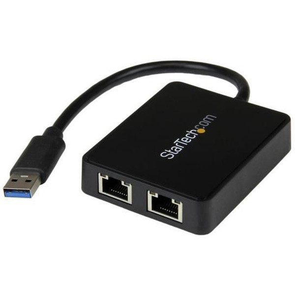 USB32000SPT ブラック [USB 3.0有線LAN変換アダプタ 2ポートギガビット対応 USBポート x1付き]