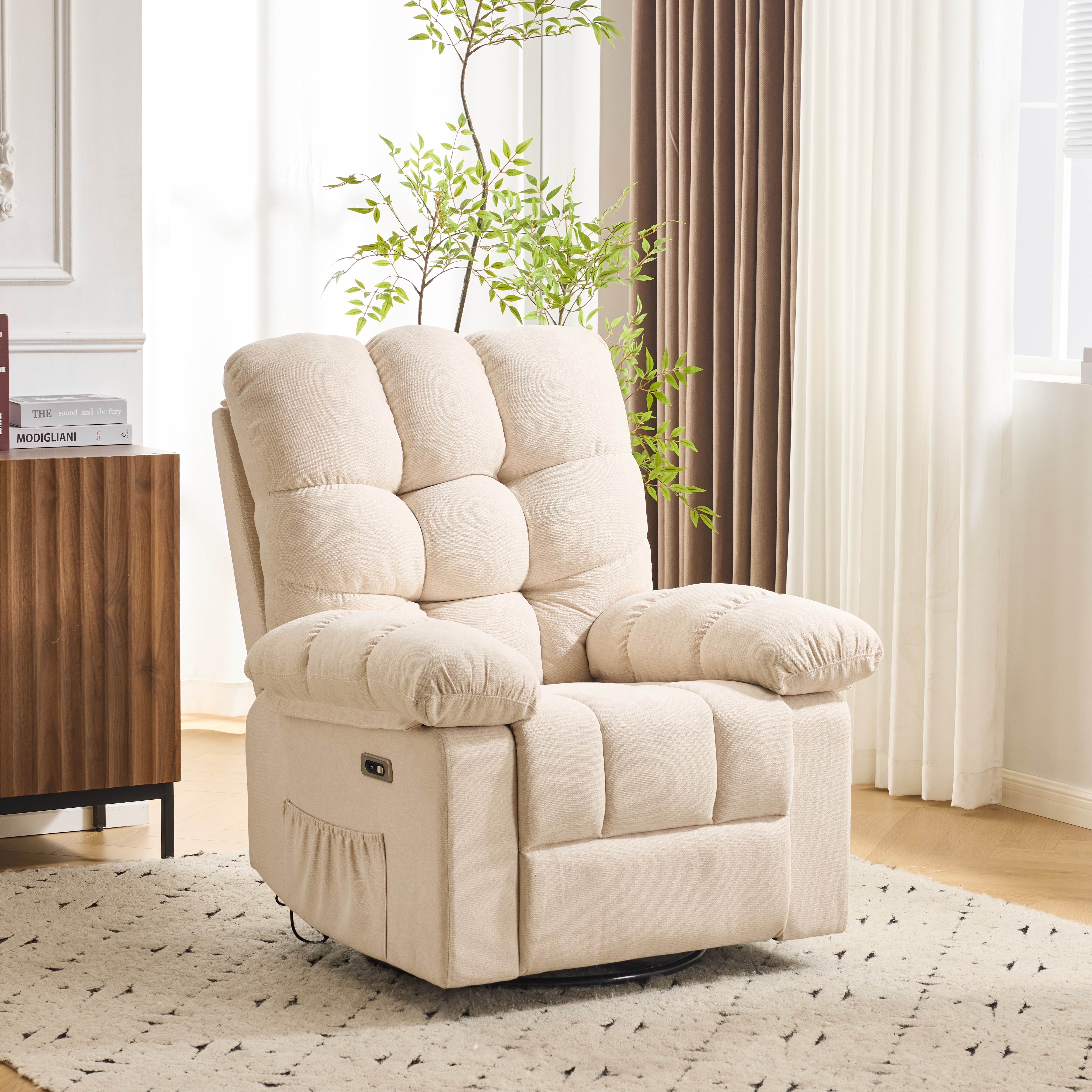 【迅速な出荷/2022】電動1人掛けソファー リクライニングチェア ゲーミングチェア リクライニングソファ 電動ソファ 270度回転式 背もたれ調節110-165度 簡単昇降ボタン 快適なリビング 一