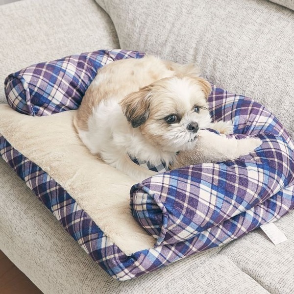 Pet Bed（ペットベッド）あご置きクッション付き パープルxホワイト 6,224円