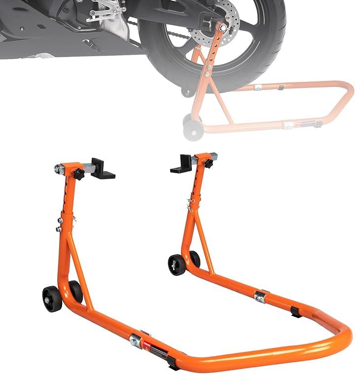 バイクスタンド メンテナンススタンド バイク用 高さ5段階調整 耐荷重320kg アジャスタブル( オレンジ, L型 昇降可能) 5,880円