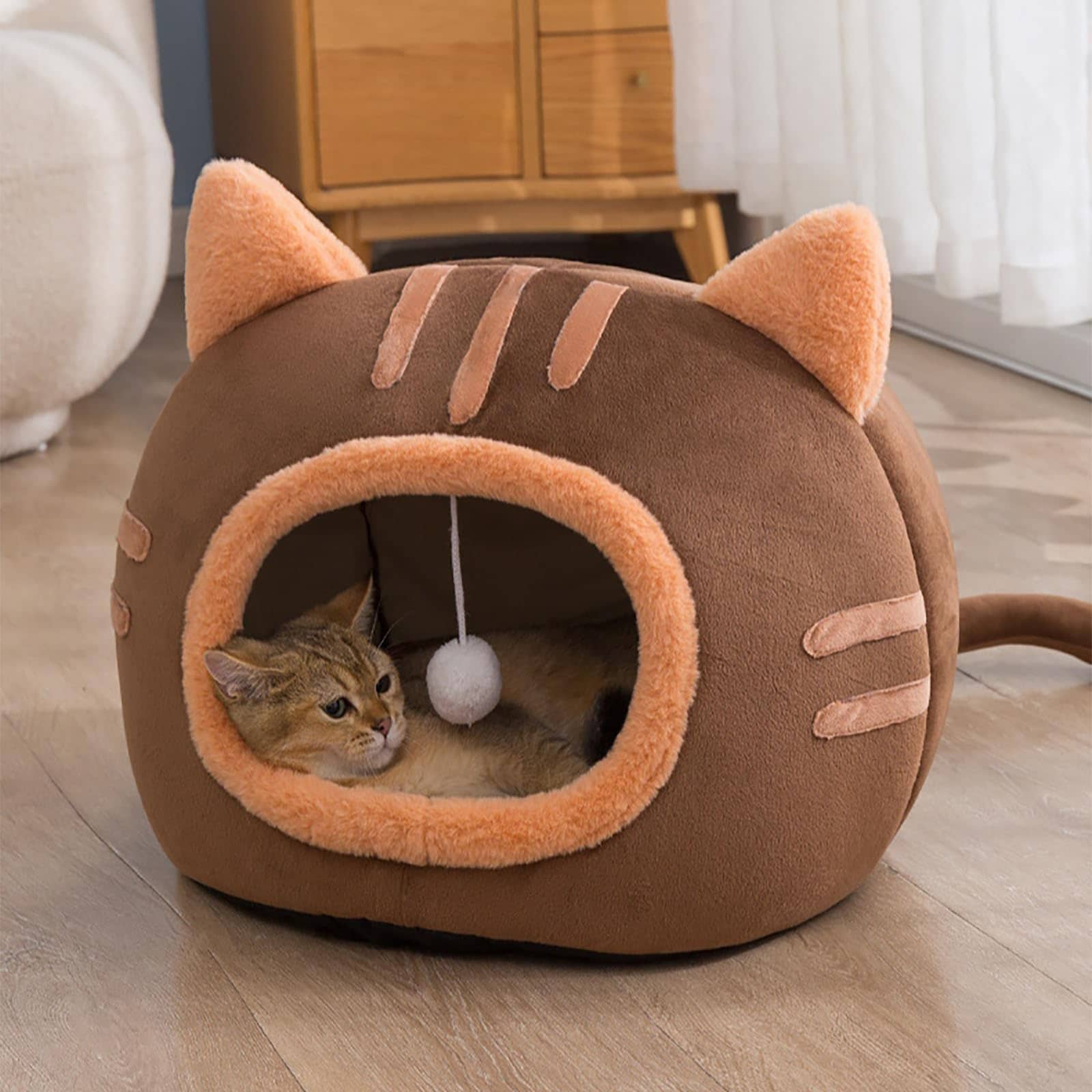 猫ハウス 猫 犬 ベッド キャットハウス ペットベッド 冬 寒さ対策 洗える 猫用こたつ 猫小屋 猫の家 犬小屋 あったかグッズ 室内用 ペット ペット用品 猫あったかグッズ (コーヒー L-50*
