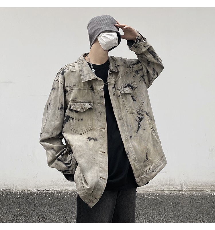 アウター ジャケット レギュラー丈 長袖 カフススリーブ 襟付き ラペル ストリート 綿 デニム ビスコース カジュアル お洒落 かっこいい こなれ感 ラフ メンズライク ボーイッシュ ルーズ クール