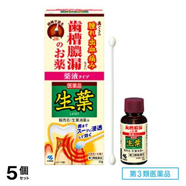 第３類医薬品 生葉(しょうよう)液薬 薬液タイプ 20g+綿棒(約15cm)30本 60回分 5個セット