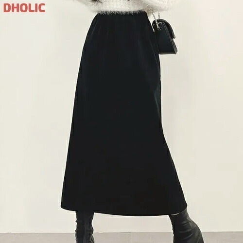 裏起毛イージーリブロングスカート