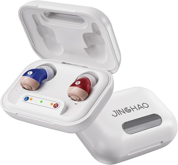 集音器 耳あな型 USB-C充電式 超小型 充電ケース 2種類イヤーピース 音漏れしづらい ハウリング防止型 目立たず 軽量 コンパクト 軽度-中度 左右両耳 青と赤 母の日(青と赤)