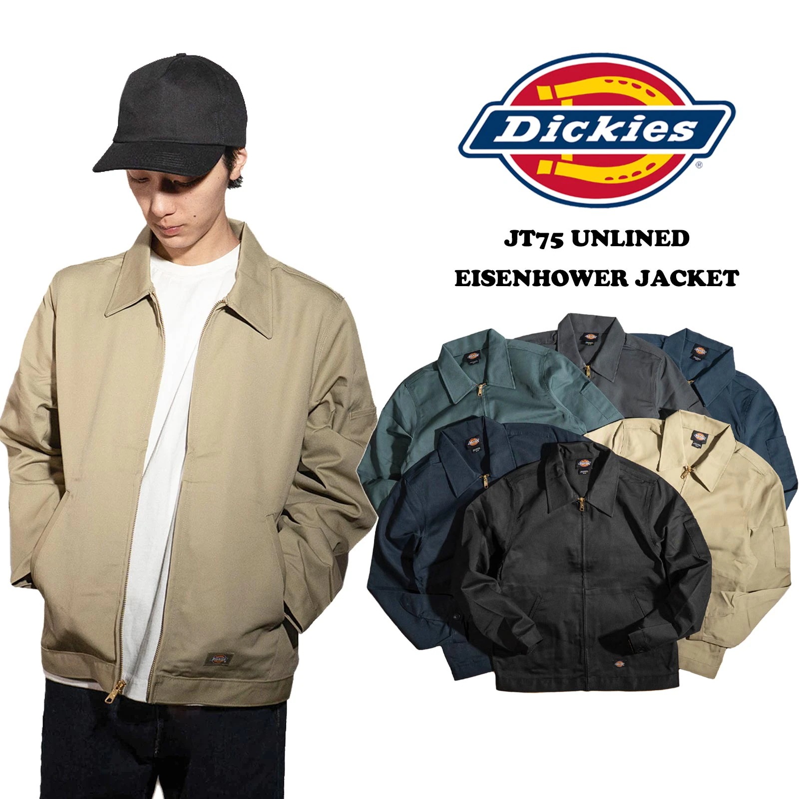 Dickies #JT75 アンラインド アイゼンハワージャケット ワークジャケット メンズ S-XXL 2XL レギュラーサイズ 大きいサイズ スイングトップ ショート アウター