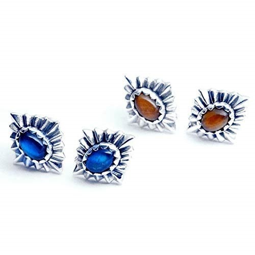 シルバー925 スタッド ピアス サンシャイン 太陽 光 ひし形 シンプル 天然石 メンズ カイヤナイト/タイガーアイ 4,250円