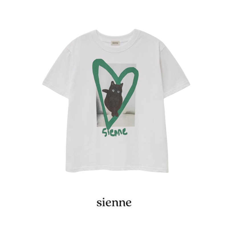 Love Cat Graphic Top (Green)