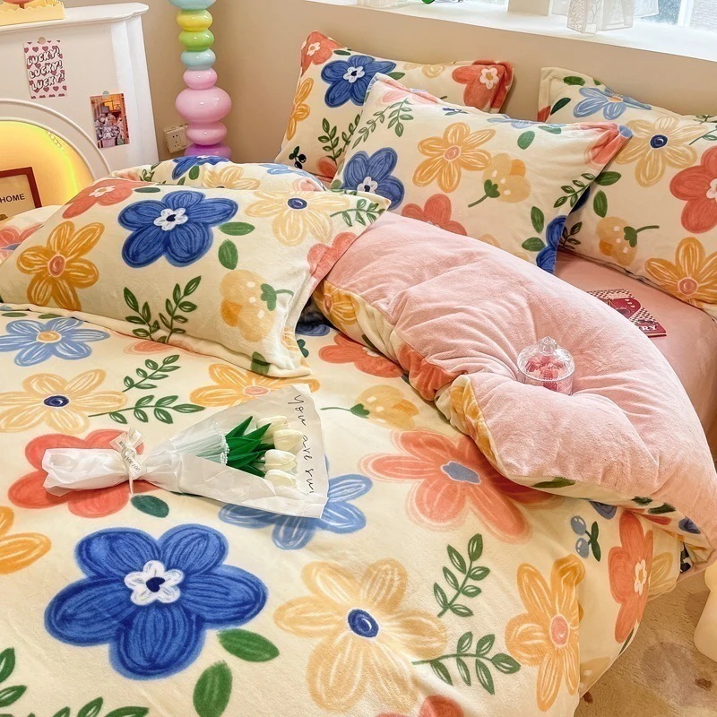 【急速出荷】ins 韓国版 あつさを増す ミルクウール 4つの条件セット 秋冬 あたたまること ダウンジャケット シーツ 宿舎 ベッドの上 3つのセット