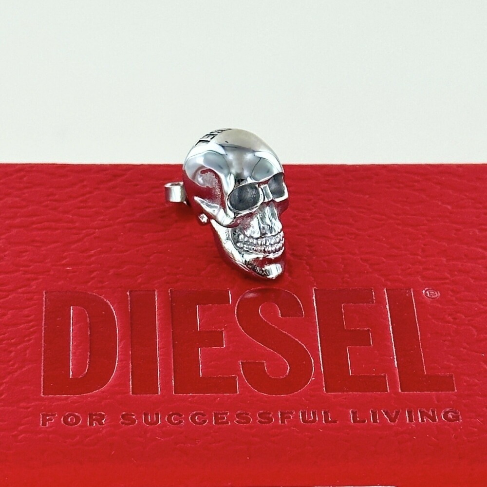 ディーゼル DIESEL ピアス スカルモチーフ 片耳 片耳ピアス 髑髏 ドクロ ステンレス シングル スタッドピアス シルバー ユニセックス アクセサリー ギフト プレゼント DX1580040 ラ