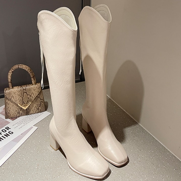 レディース ブーツ ロングブーツ ハイヒール 太ヒール 美脚 脚長 かわいい 大人可愛い きれいめ シンプル カジュアル 上品 おしゃれ かっこいい レトロ エレガント ラブリー キュート ラフ