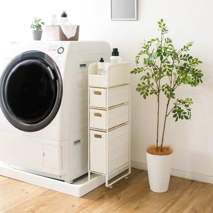 ラタン ランドリーチェスト 脱衣所 洗面所 隙間収納 RB-150 アイボリー