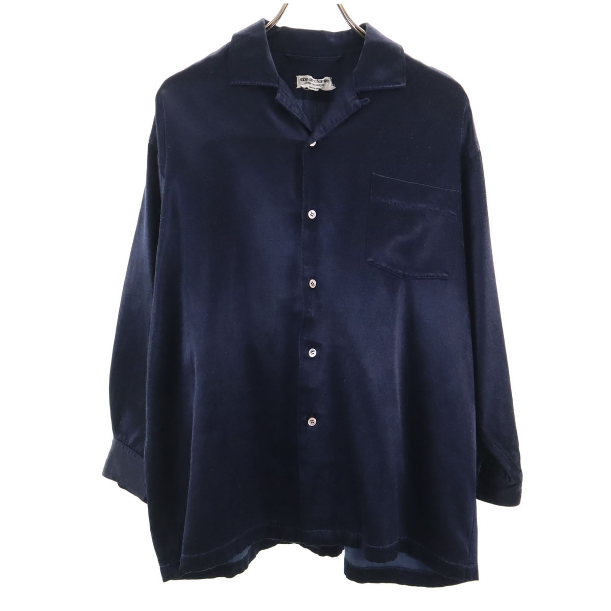 robe de chambre COMME des GARCONS ローブドシャンブルコムデギャルソン 日本製 オールド 長袖 オープンカラーシャツ ネイビー メンズ 古着