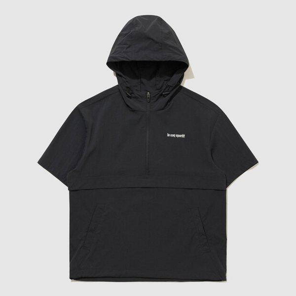 ユニ ストレッチ タスラン ルーズフィット 半袖アノラックジャケット (QR223LJK42_BLK)