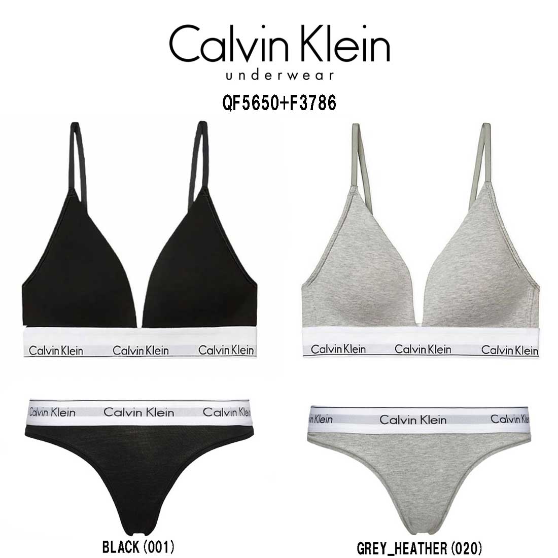 (SALE)Calvin Klein ck レディース ブラジャー Tバック ショーツ セット スポーツ ジム 筋トレ 運動 無地 女性用 下着 QF5650+F3786