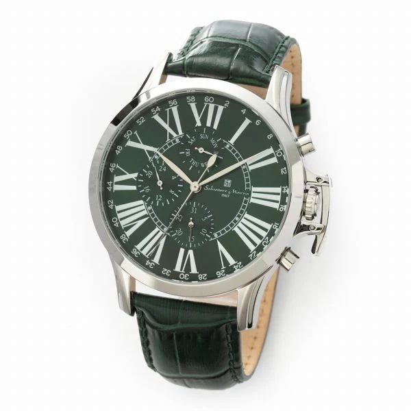 取寄品 正規品 Salvatore Marra 腕時計 SM23101-SSGR 日常生活防水 日付曜日表示 レザーベルト 防水 メンズ腕時計