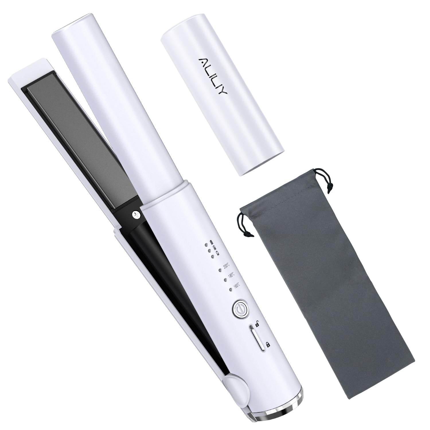 ヘアアイロン コードレス ストレート ミニ ヘアアイロン 2way カール&ストレート 3段階温度設定可能 ワイヤレス 前髪 軽量 日本語説明書付き(ホワイト)