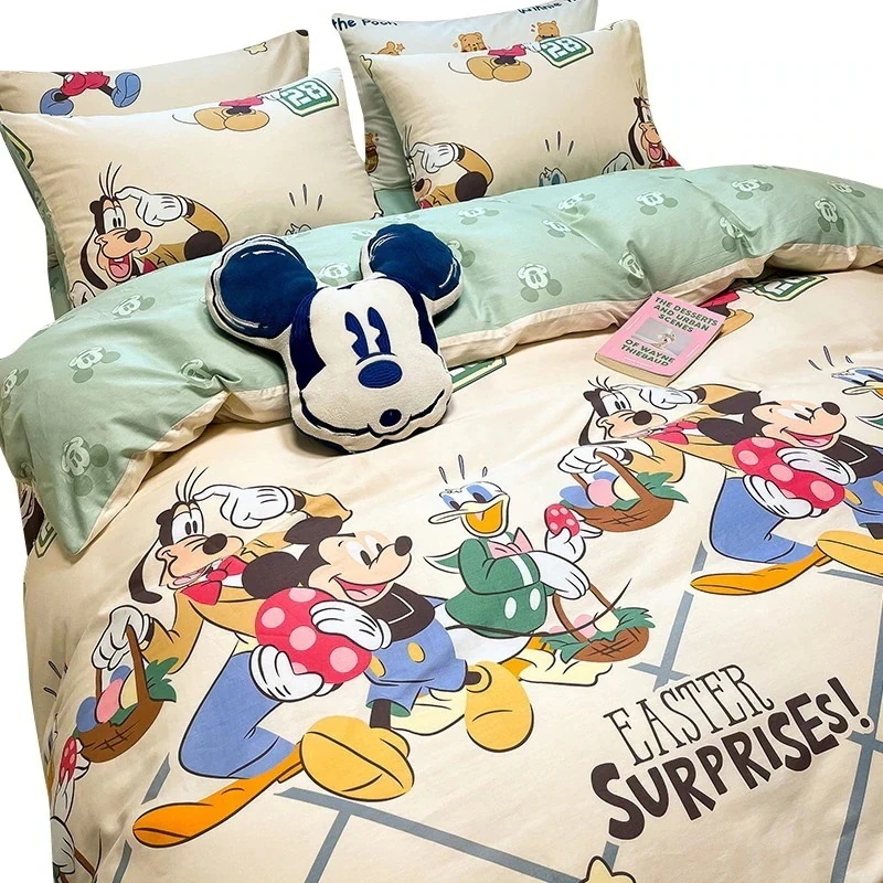 コットンベッド4点セット 綿100％ 子供用寝具 ドミトリーベッドシーツ 3点セット 掛け布団カバー