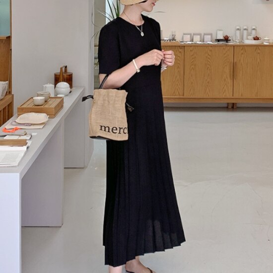 【取寄：納期2週間】ワンピース レディース 大きいサイズ プリーツスカート 夏 ポリエステル ロング丈