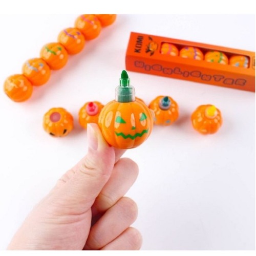 ハロウィーンの縞模様のカボチャ蛍光ペン×6個かわいい面白いおもちゃ文房具団体ギフトイベントプロモーション