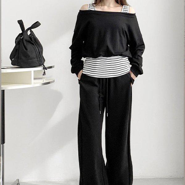 Hスタイル(SET)MDセット 春 女性 トレーニングウェアセット スウェットセット パンツセットアップ ワイドフィット ホームウェア