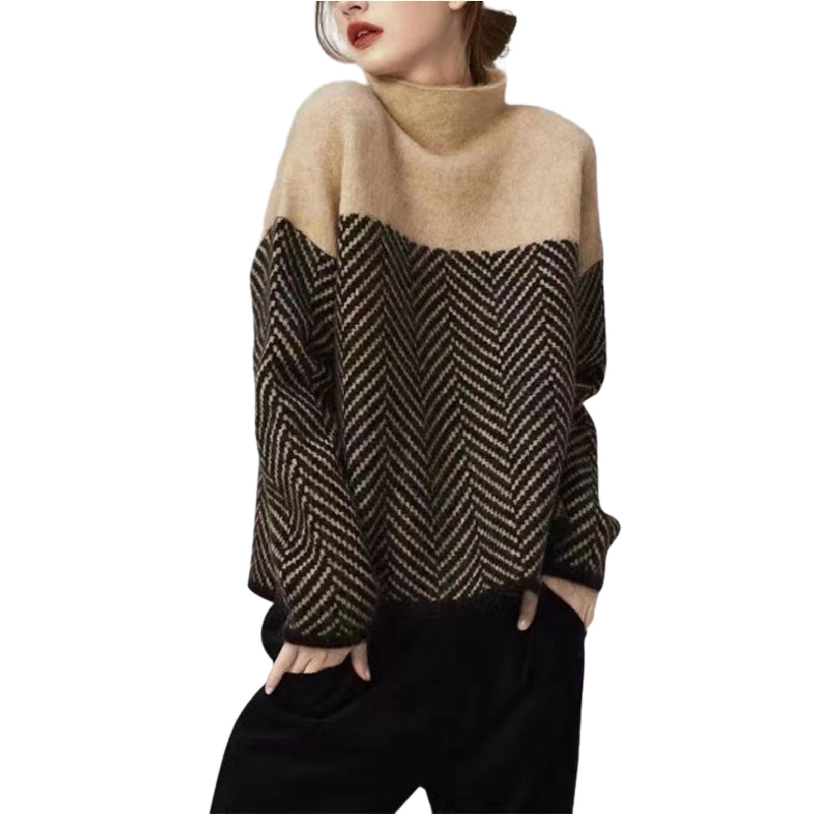 セーター レディース ニット トップス ハイネック バイカラー トップス 長袖 柔らかい おしゃれ 可愛い カジュアル 暖かい 通勤 お出掛け 春 秋 冬