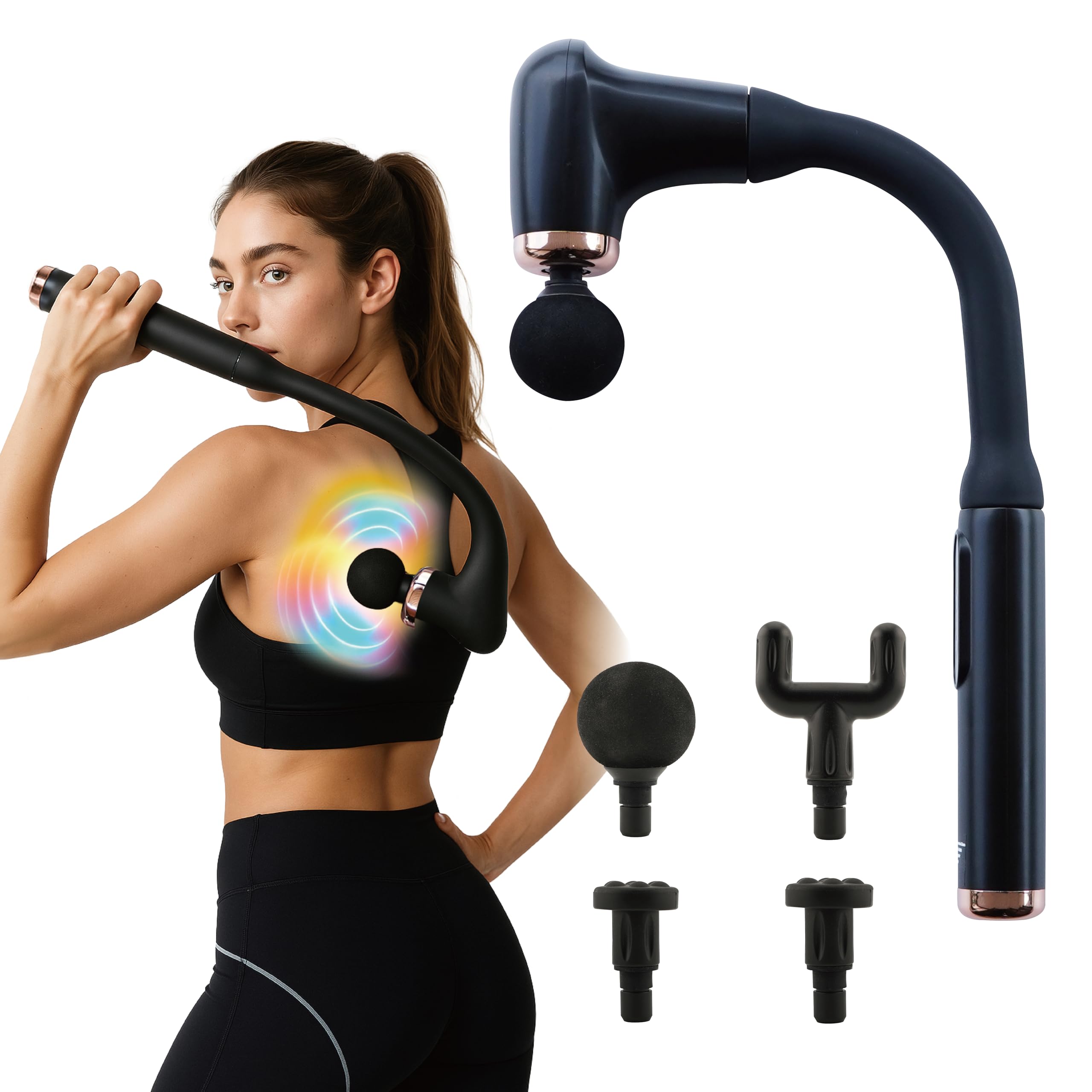 全国送料無料！！ Lakurasu 筋膜リリースガン 電動 ハンディガン Type-C充電 コンパクト 日本語説明書付き 4種のアタッチメント