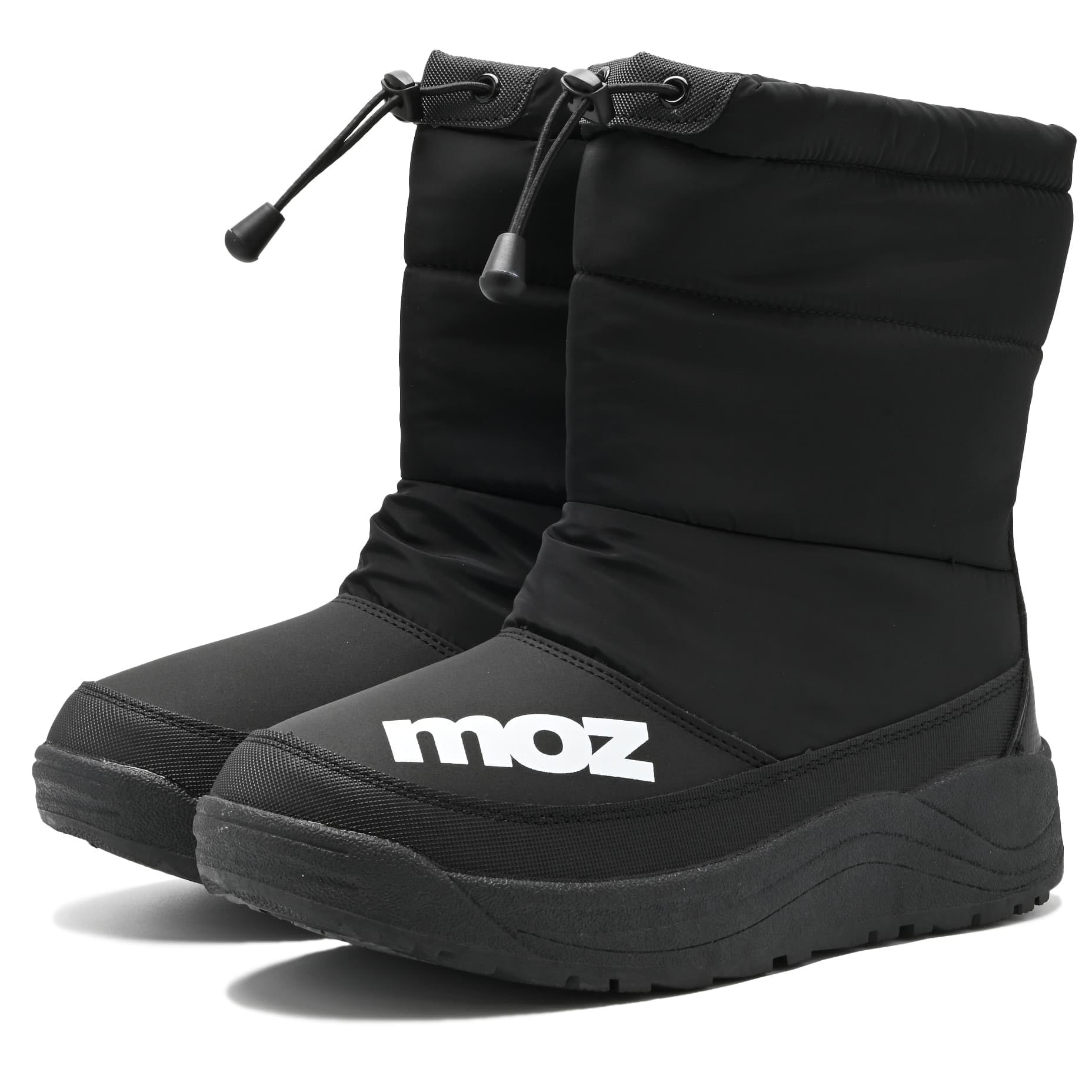 [モズ] 防寒ブーツ スノーブーツ メンズ ロング丈 スノートレッキング 秋冬 防水 防滑 防寒 撥水 中綿 ウレタン 裏フリース MZ2673 (ブラック, large)