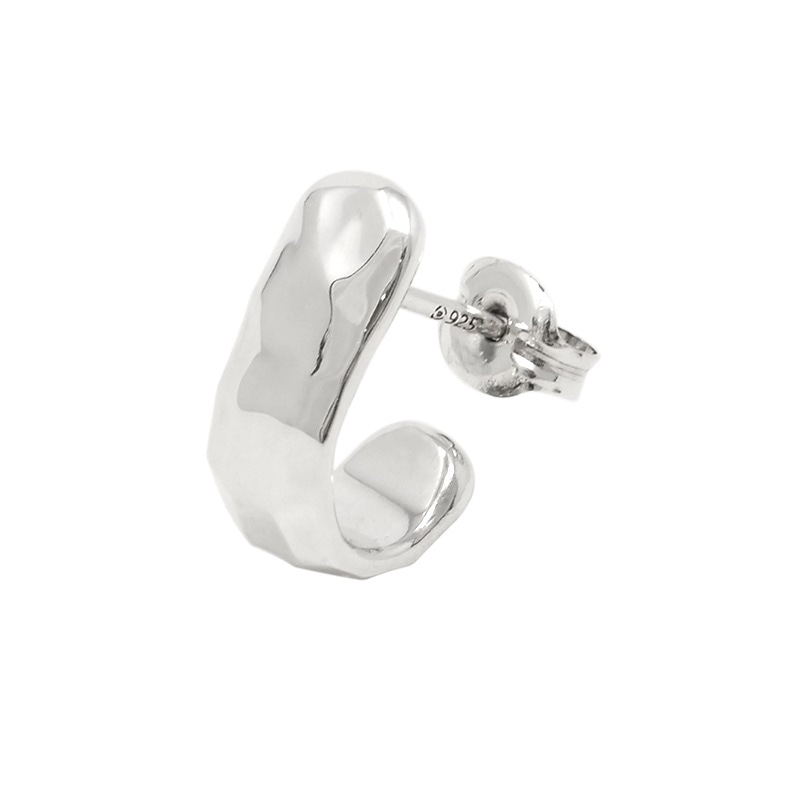 ハーフフープピアス 槌目(ツチメ) シルバー925 VFP-229 1点売り 片耳用 メール便